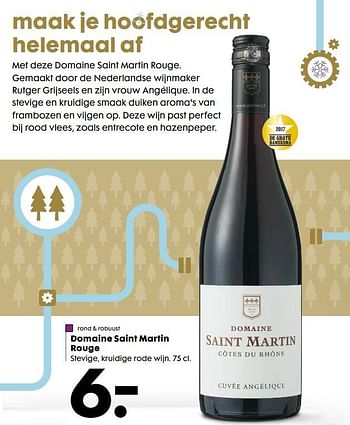 Aanbiedingen Domaine saint martin rouge - Rode wijnen - Geldig van 19/12/2016 tot 01/01/2017 bij Hema