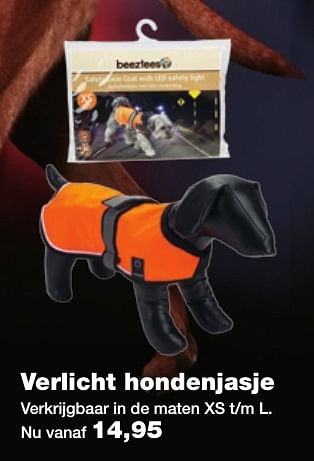 Aanbiedingen Verlicht hondenjasje - Beeztees - Geldig van 19/12/2016 tot 01/01/2017 bij Jumper