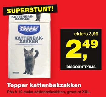 Aanbiedingen Topper kattenbakzakken - Topper - Geldig van 19/12/2016 tot 01/01/2017 bij Jumper