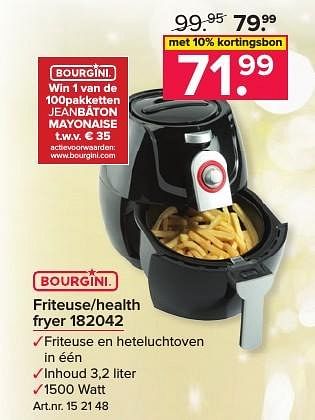 Aanbiedingen Bourgini friteuse-health fryer 182042 - Bourgini - Geldig van 19/12/2016 tot 01/01/2017 bij Kijkshop