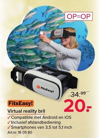 Aanbiedingen Fitseasy virtual reality bril - Fitseasy - Geldig van 19/12/2016 tot 01/01/2017 bij Kijkshop