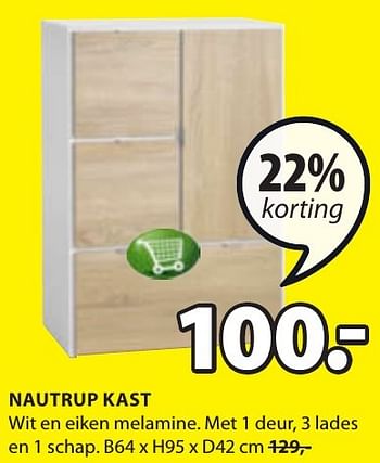 Aanbiedingen Nautrup kast - Huismerk - Jysk - Geldig van 19/12/2016 tot 01/01/2017 bij Jysk