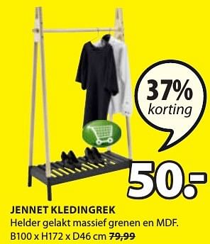 Aanbiedingen Jennet kledingrek - Huismerk - Jysk - Geldig van 19/12/2016 tot 01/01/2017 bij Jysk