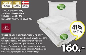 Aanbiedingen White pearl ganzendonzen dekbed - Huismerk - Jysk - Geldig van 19/12/2016 tot 01/01/2017 bij Jysk