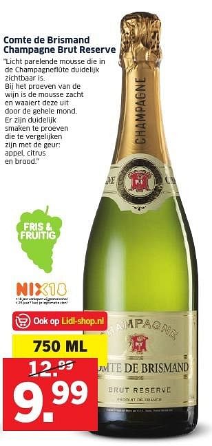 Aanbiedingen Comte de brismand champagne brut reserve - Champagne - Geldig van 26/12/2016 tot 01/01/2017 bij Lidl