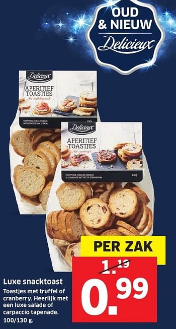 Aanbiedingen Luxe snacktoast - Delicieux - Geldig van 26/12/2016 tot 01/01/2017 bij Lidl