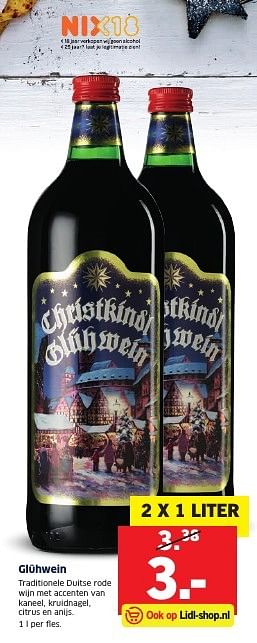 Aanbiedingen Glühwein - Rode wijnen - Geldig van 26/12/2016 tot 01/01/2017 bij Lidl