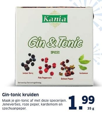 Aanbiedingen Gin-tonic kruiden - Kania - Geldig van 26/12/2016 tot 01/01/2017 bij Lidl