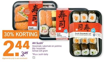 Aanbiedingen Ah sushi hosomaki - Huismerk - Albert Heijn - Geldig van 26/12/2016 tot 01/01/2017 bij Albert Heijn
