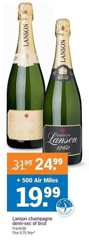 Aanbiedingen Lanson champagne demi-sec of brut - Champagne - Geldig van 26/12/2016 tot 01/01/2017 bij Albert Heijn