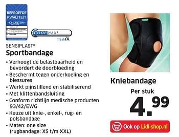 Aanbiedingen Sportbandage kniebandage - Sensiplast - Geldig van 26/12/2016 tot 01/01/2017 bij Lidl
