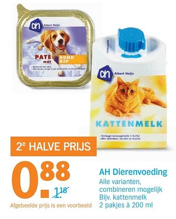 Aanbiedingen Ah dierenvoeding kattenmelk - Huismerk - Albert Heijn - Geldig van 26/12/2016 tot 01/01/2017 bij Albert Heijn