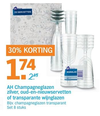 Aanbiedingen Champagneglazen transparant - Huismerk - Albert Heijn - Geldig van 26/12/2016 tot 01/01/2017 bij Albert Heijn