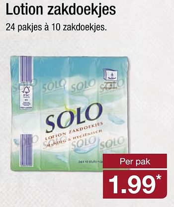 Aanbiedingen Lotion zakdoekjes - Solo Papierwaren - Geldig van 27/12/2016 tot 01/01/2017 bij Aldi
