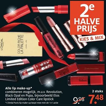 Aanbiedingen Etos limited edition color care lipstick - Huismerk - Etos - Geldig van 26/12/2016 tot 01/01/2017 bij Etos