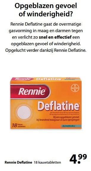 Aanbiedingen Rennie deflatine - Rennie - Geldig van 26/12/2016 tot 01/01/2017 bij Etos