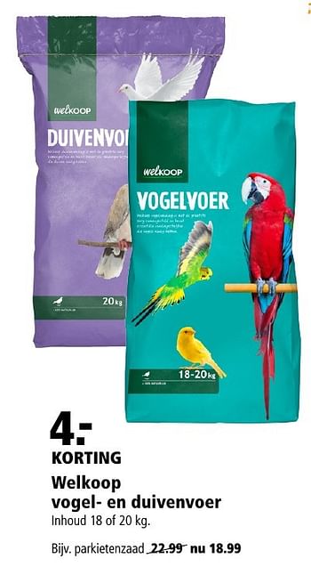 Aanbiedingen Welkoop vogel- en duivenvoer parkietenzaad - Huismerk - Welkoop - Geldig van 19/12/2016 tot 01/01/2017 bij Welkoop
