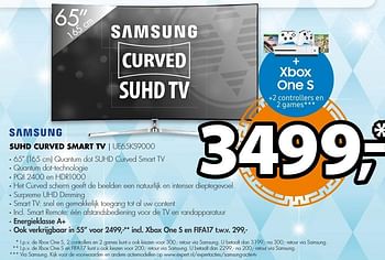 Aanbiedingen Samsung suhd curved smart tv ue65ks9000 - Samsung - Geldig van 19/12/2016 tot 01/01/2017 bij Expert