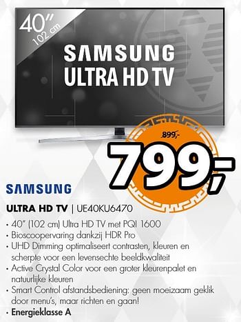 Aanbiedingen Samsung ultra hd tv ue40ku6470 - Samsung - Geldig van 19/12/2016 tot 01/01/2017 bij Expert