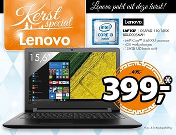 Aanbiedingen Lenovo laptop ideapad 110-15isk 80ud00bxmh - Lenovo - Geldig van 19/12/2016 tot 01/01/2017 bij Expert