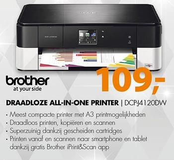 Aanbiedingen Brother draadloze all-in-one printer dcp-j4120dw - Brother - Geldig van 19/12/2016 tot 01/01/2017 bij Expert