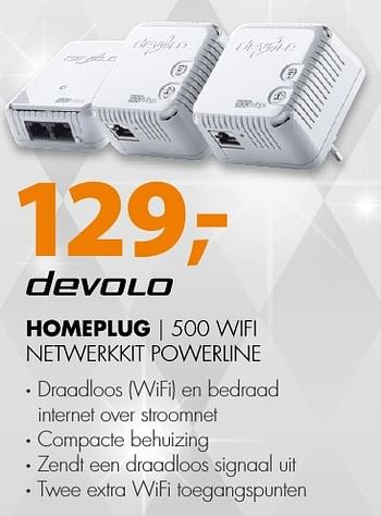Aanbiedingen Devolo homeplug 500 wifi netwerkkit powerline - Devolo - Geldig van 19/12/2016 tot 01/01/2017 bij Expert