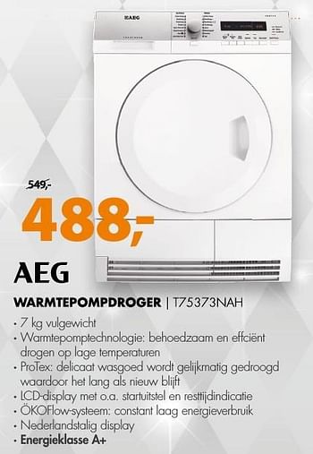 Aanbiedingen Aeg warmtepompdroger t75373nah - AEG - Geldig van 19/12/2016 tot 01/01/2017 bij Expert