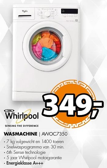 Aanbiedingen Whirlpool wasmachine awoc7350 - Whirlpool - Geldig van 19/12/2016 tot 01/01/2017 bij Expert
