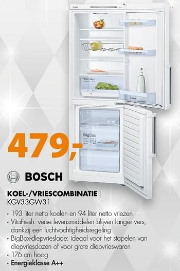 Aanbiedingen Bosch koel--vriescombinatie kgv33gw31 - Bosch - Geldig van 19/12/2016 tot 01/01/2017 bij Expert