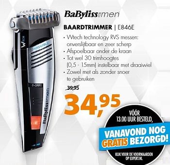 Aanbiedingen Babyliss baardtrimmer e846e - Babyliss - Geldig van 19/12/2016 tot 01/01/2017 bij Expert