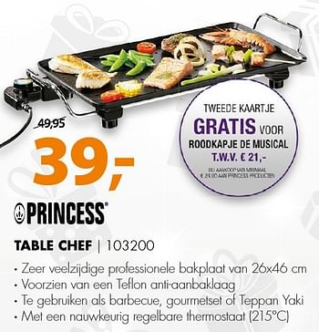 Aanbiedingen Princess table chef 103200 - Princess - Geldig van 19/12/2016 tot 01/01/2017 bij Expert