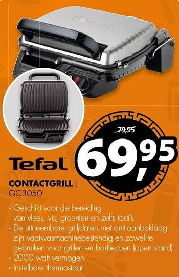 Aanbiedingen Tefal contactgrill gc3050 - Tefal - Geldig van 19/12/2016 tot 01/01/2017 bij Expert