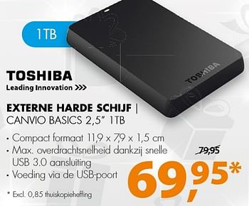 Aanbiedingen Toshiba externe harde schijf canvio basics - Toshiba - Geldig van 19/12/2016 tot 01/01/2017 bij Expert