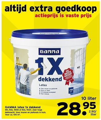 Aanbiedingen Gamma latex 1x dekkend - Huismerk - Gamma - Geldig van 27/12/2016 tot 01/01/2017 bij Gamma