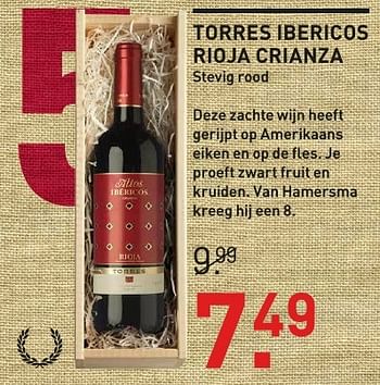 Aanbiedingen Torres ibericos rioja crianza stevig rood - Rode wijnen - Geldig van 04/12/2016 tot 05/12/2016 bij Gall & Gall