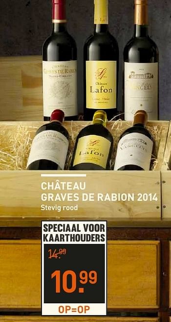 Aanbiedingen Château graves de rabion 2014 stevig rood - Rode wijnen - Geldig van 04/12/2016 tot 05/12/2016 bij Gall & Gall