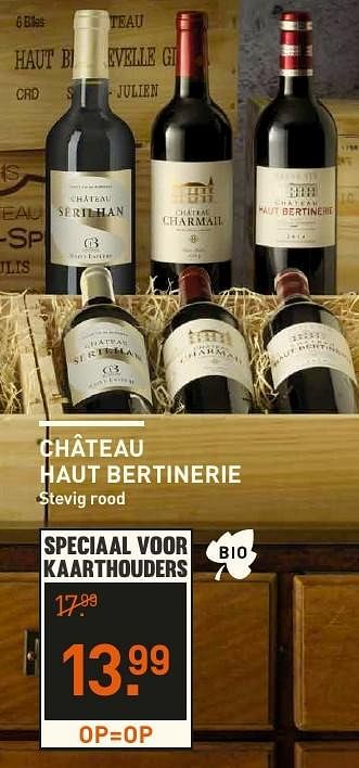 Aanbiedingen Château haut bertinerie stevig rood - Rode wijnen - Geldig van 04/12/2016 tot 05/12/2016 bij Gall & Gall