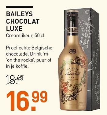 Aanbiedingen Baileys chocolat luxe creamlikeur - Baileys - Geldig van 04/12/2016 tot 05/12/2016 bij Gall & Gall