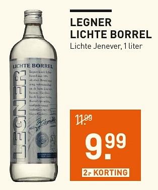 Aanbiedingen Legner lichte borrel lichte jenever - Legner - Geldig van 04/12/2016 tot 05/12/2016 bij Gall & Gall