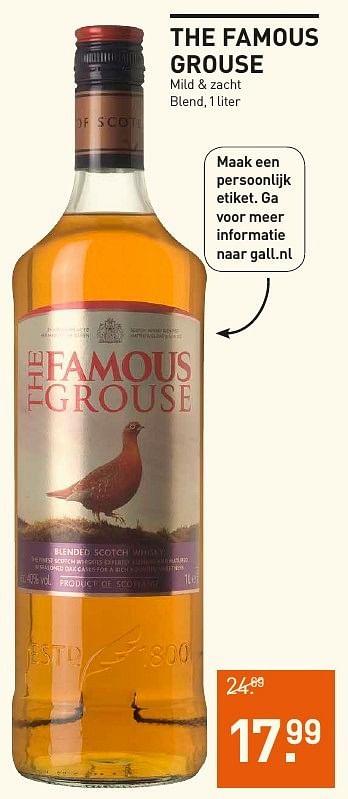 Aanbiedingen The famous grouse mild + zacht - The Famous Grouse - Geldig van 04/12/2016 tot 05/12/2016 bij Gall & Gall