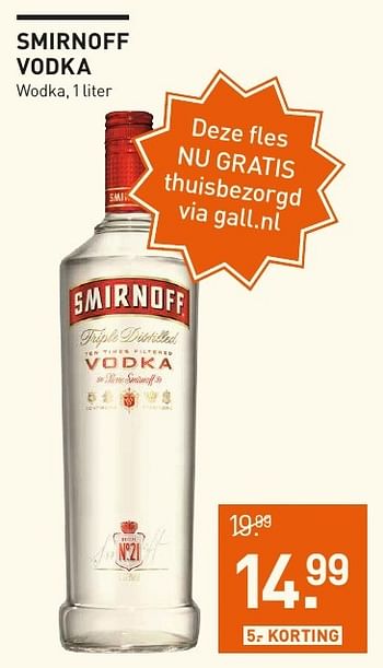 Aanbiedingen Smirnoff vodka - Smirnoff - Geldig van 04/12/2016 tot 05/12/2016 bij Gall & Gall