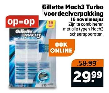 Aanbiedingen Gillette mach3 turbo voordeelverpakking - Gillette - Geldig van 27/12/2016 tot 01/01/2017 bij Trekpleister
