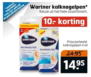 Aanbiedingen Wartner kalknagelpen - Wartner - Geldig van 27/12/2016 tot 01/01/2017 bij Trekpleister