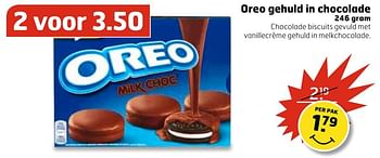 Aanbiedingen Oreo gehuld in chocolade - Oreo - Geldig van 27/12/2016 tot 01/01/2017 bij Trekpleister