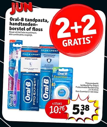 Aanbiedingen Tandpasta pro-expert professionele bescherming en floss essential - Oral-B - Geldig van 27/12/2016 tot 01/01/2017 bij Kruidvat