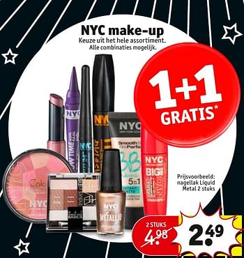 Aanbiedingen Nyc make-up nagellak liquid - NYC - Geldig van 27/12/2016 tot 01/01/2017 bij Kruidvat