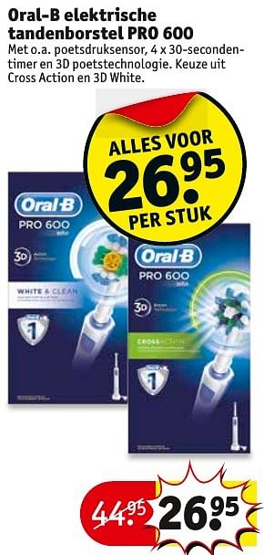 Aanbiedingen Oral-b elektrische tandenborstel pro 600 - Oral-B - Geldig van 27/12/2016 tot 01/01/2017 bij Kruidvat