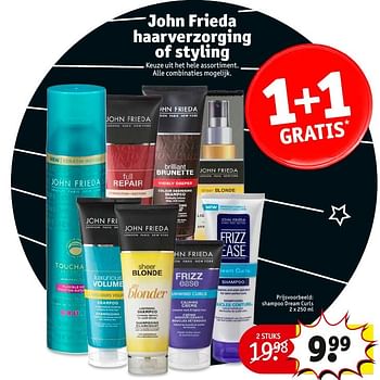 Aanbiedingen Shampoo dream curls - John Frieda - Geldig van 27/12/2016 tot 01/01/2017 bij Kruidvat