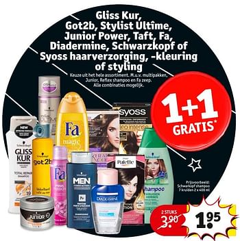 Aanbiedingen Schwarkopf shampoo 7 kruiden - Gliss Kur - Geldig van 27/12/2016 tot 01/01/2017 bij Kruidvat