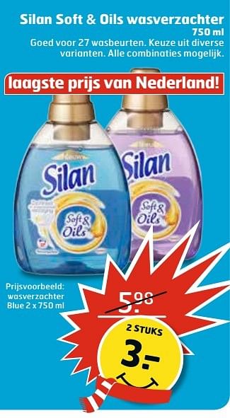 Aanbiedingen Silan soft + oils wasverzachter - Silan - Geldig van 27/12/2016 tot 01/01/2017 bij Trekpleister